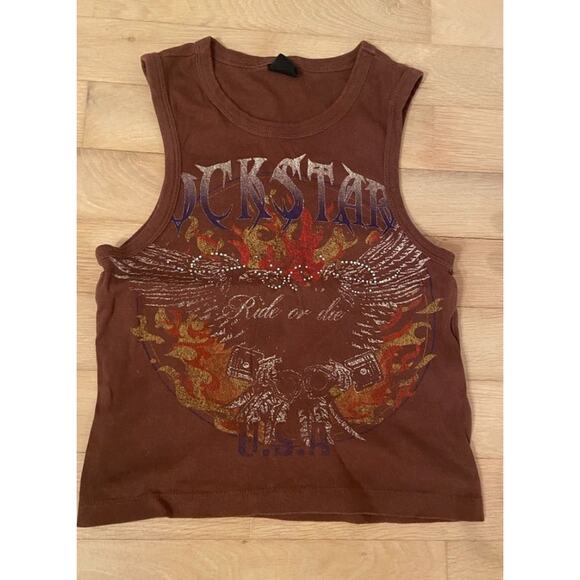 BDG Urban Outfitters Rockstar Diamond Brown Tank Top size XS - Picture 4 of 5